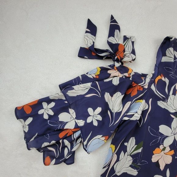 Parker Navy Floral Cold Shoulder Straps Mini Dress - Picture 12 of 14